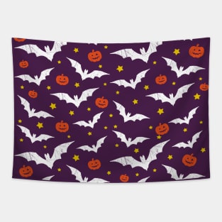 Halloween Bats And Pumpkins Tapestry