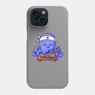 Cute Octopus Eating Sushi Cartoon Phone Case