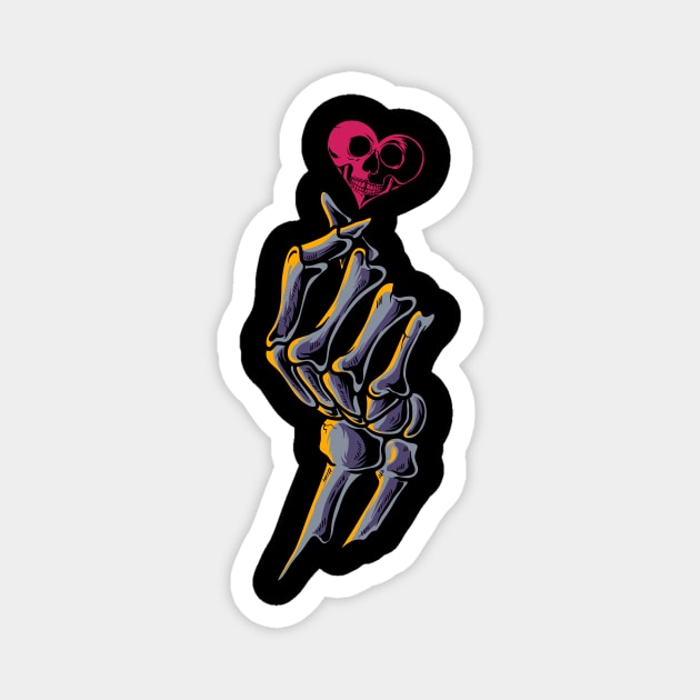 Skeleton Hand Korean Finger Heart Pink Skull Heart Magnet by anubis1986