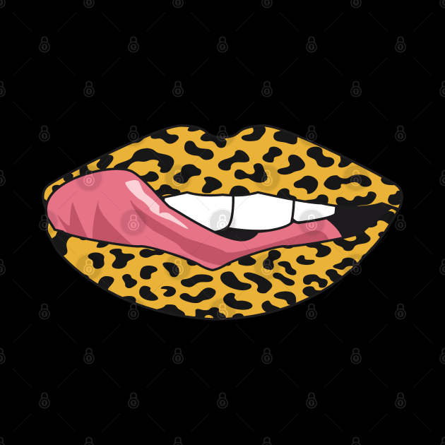 Vintage Lips Retro Style Tongue Leo Leopard Pattern Popart Gift by HypeProjecT