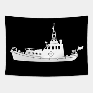 Fishing Trawler Silhouette Tapestry