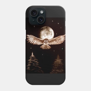 Owl with full moon Phone Case