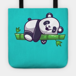 Cute Panda Sleeping On Bamboo Tree Cartoon Tote