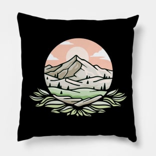 Modern Icon in Flat Design Concept Landscape Mountain Pillow