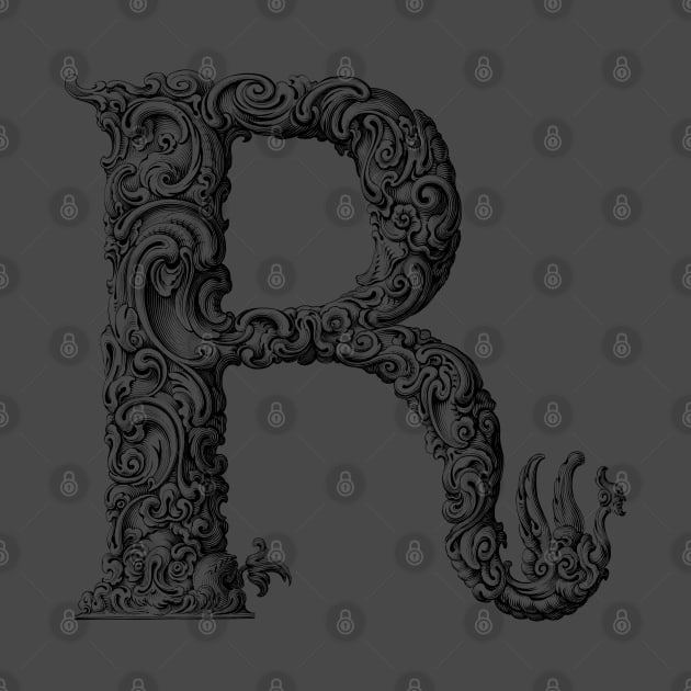 Vintage Initial Letter Lettering Alphabet R by AltrusianGrace