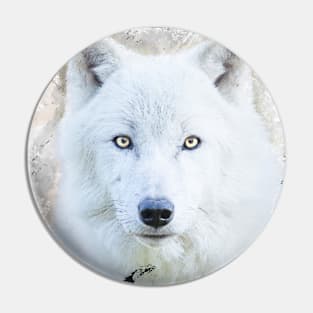 White Wolf Animal Wildlife Jungle Nature Forest Watercolor Pin