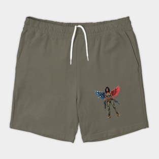 Black American Military Angel with Gun Shorts