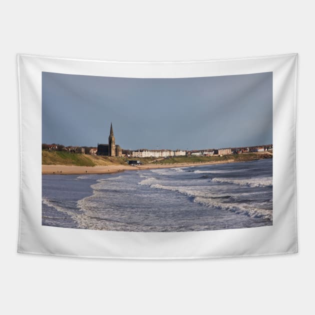 Tynemouth Long Sands Tapestry by Violaman