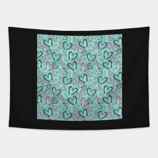 Blue Hearts Love Valentine's Day Pattern Tapestry