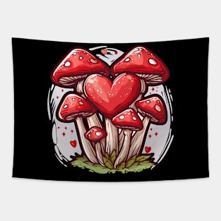 Mushroom Heart - Love Valentine's Day Lover Couple Cute Funny Tapestry