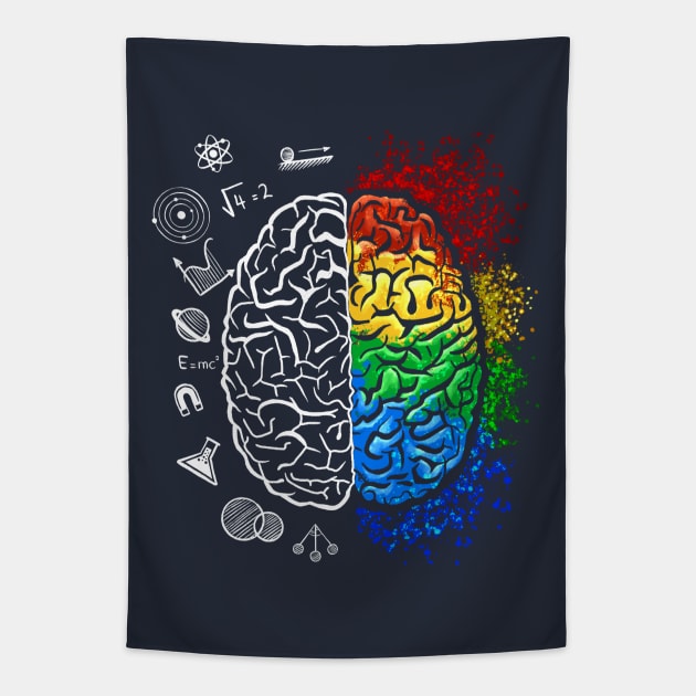 Colorful Brain Physics Math Teacher Science Geek Nerd Gift Tapestry by basselelkadi