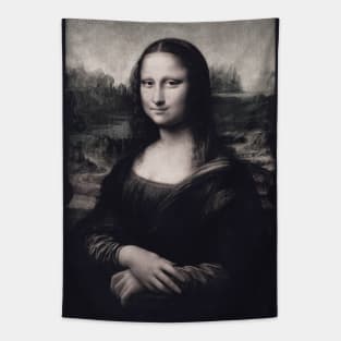 Black and White Mona Lisa by Leonardo Da Vinci Tapestry