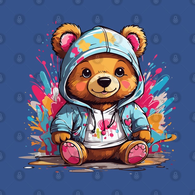 Cute Baby Bear Chibi Style Color Splash Design by TF Brands