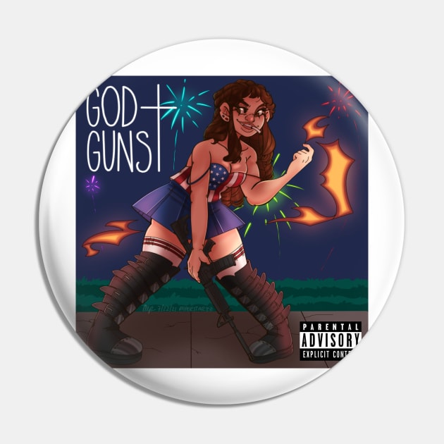 God + Guns bu Vera Stravinsky Pin by paperstarzz