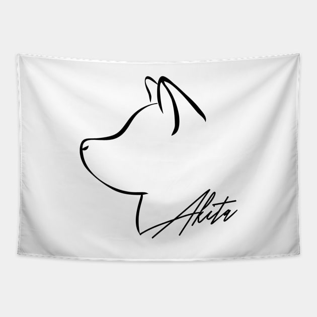 Proud Akita profile dog lover gift Tapestry by wilsigns