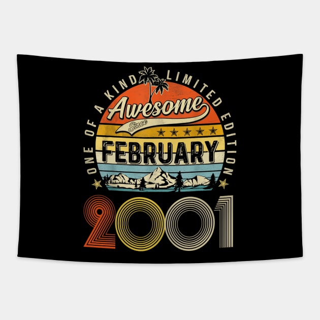 Awesome Since February 2001 Vintage 22nd Birthday Tapestry by Mhoon 