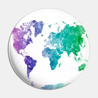 World map in watercolor Pin