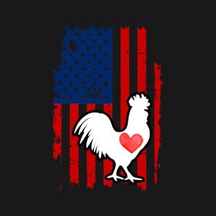 Chicken Merica Usa American Flag T-Shirt