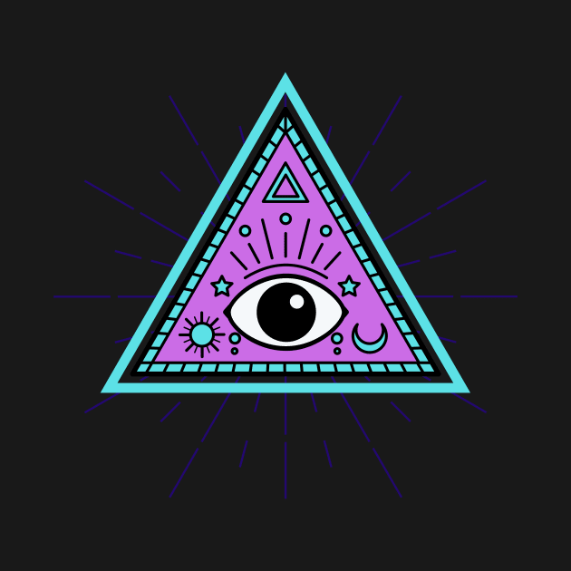 All Seeing eye - light blue with purple by Just In Tee Shirts