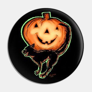 Black Cat with Jack O Lantern Pin