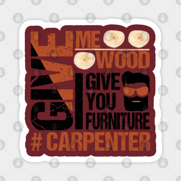 Bearded Carpenter Woodworker Handyman Make Wood & Furniture - Carpenter Magnet by alcoshirts