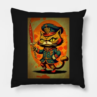 Cat in Uniform with Sword Pillow