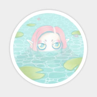 Frog girl in water lily lake - Cute girls - Mermaid Magnet