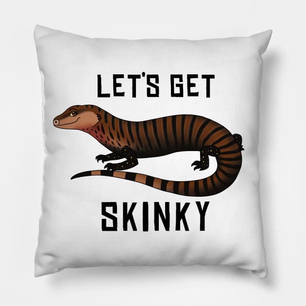 Blue Tongue Skink • Let's Get Skinky • Black Text Pillow by FalconArt