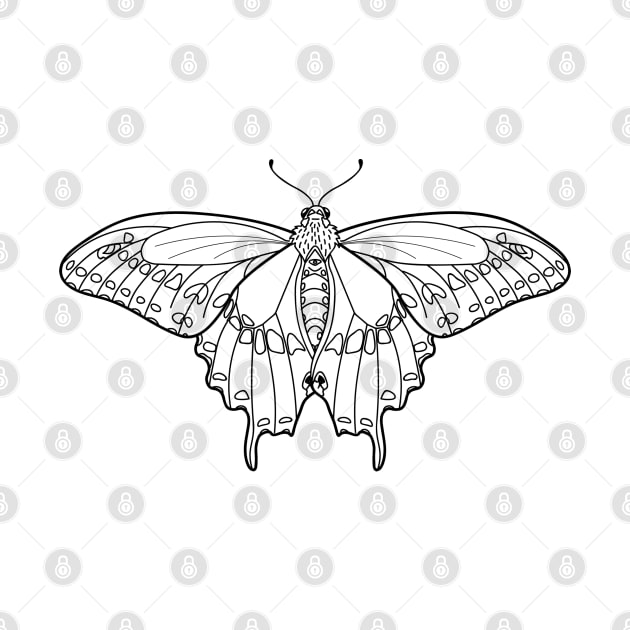 Black Swallowtail Butterfly Line Art by AnitasArtStore