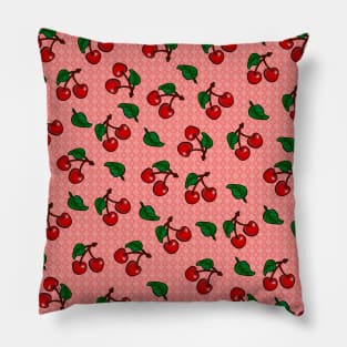 Cherries on pink Pillow