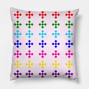 Colorful Damask on Pink Background Pillow