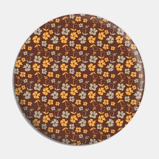 Botanic Floral Pattern Brown Yellow Pastel Pin by jodotodesign