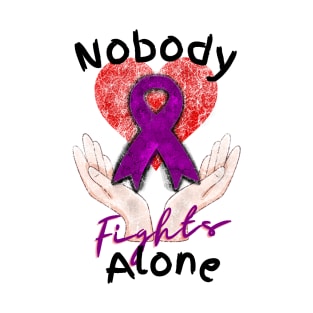 Nobody Fights Alone Alzheimer's Purple Ribbon T-Shirt