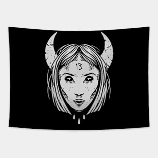 Demon Girl Illustration Tapestry