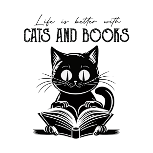 Life Is Better With Cats And Books Cat Lovers Books Lovers Gift Idea T-Shirt