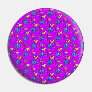 Neon Colored Floral Stripes Pin