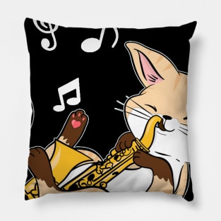 Saxophone Music Cat T-Shirt Funny Pet Gift Idea Pillow