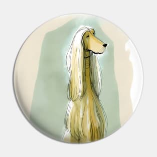 Cute abstract afghan hound watercolor design Pin