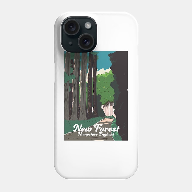 New forest Hampshire England travel poster, Phone Case by nickemporium1