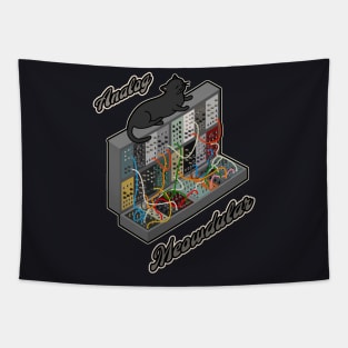 Cat on Modular Synth Funny synthesizer Tapestry