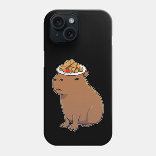 Capybara with Spring Rolls on its head Phone Case