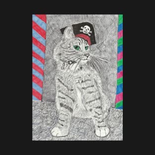 Cat in hat pen ink art T-Shirt