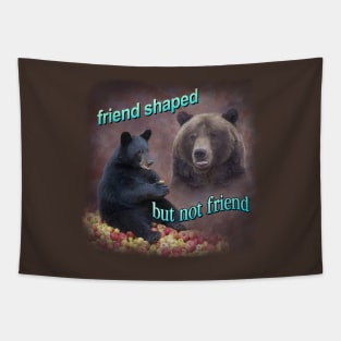 Bears friend shaped but not friend word art meme Tapestry