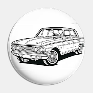 Black And White 1960's Classic Car Pin