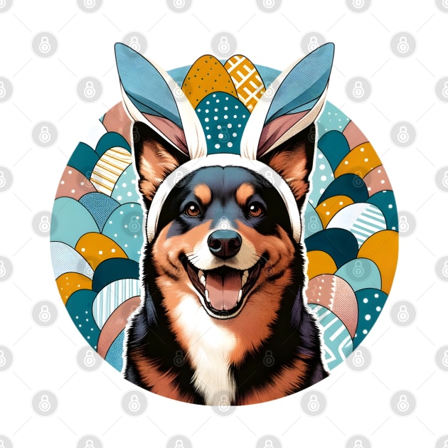 Australian Kelpie in Bunny Ears Enjoys Easter Fun by ArtRUs