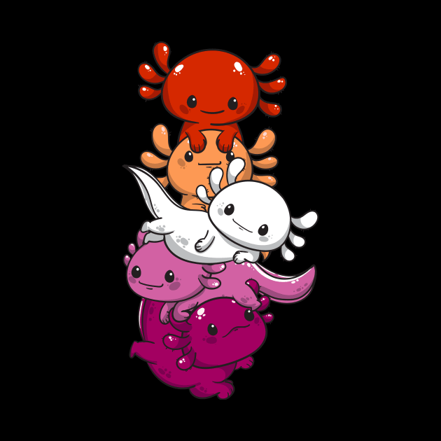 Subtle Lesbian Pride Flag Kawaii Axolotl LGBTQ by Alex21