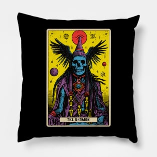 The Shaman Psychedelic Tarot Card Art Tee: Mystical Journey Pillow