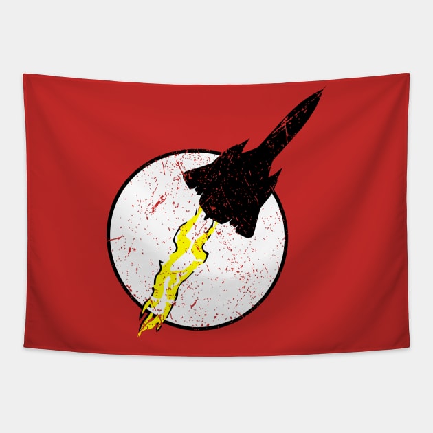 SR-71 Blackbird Thunder Logo Tapestry by Mandra