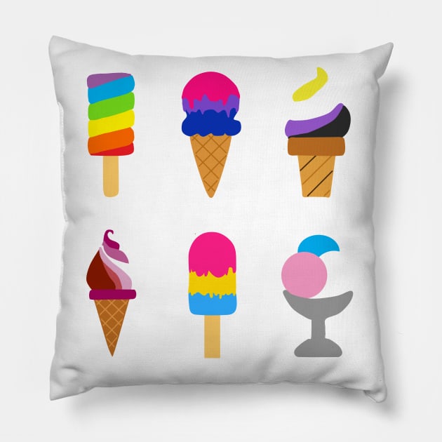 LGBT Pride Icecreams and Ice Lollies Pillow by RyanDoodles