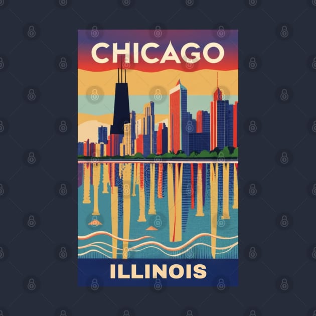 A Vintage Travel Art of Chicago - Illinois - US by goodoldvintage